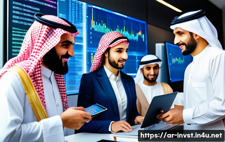 코인 프로젝트 리스크 평가 - A professional Middle Eastern cryptocurrency project team in a modern office setting, featuring dive...