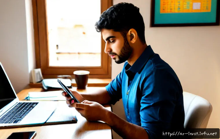 주식 초보자가 알아야 할 용어 - Photorealistic Middle Eastern young adult beginner investor seated at a tidy home office desk, thoug...